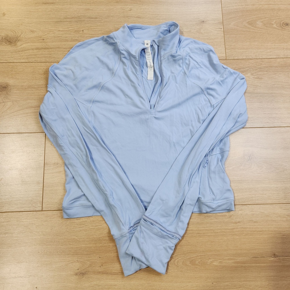 Lululemon Pullover Womens 10 Blue 1/4 Zip Long Sleeve Lightweight Running Top